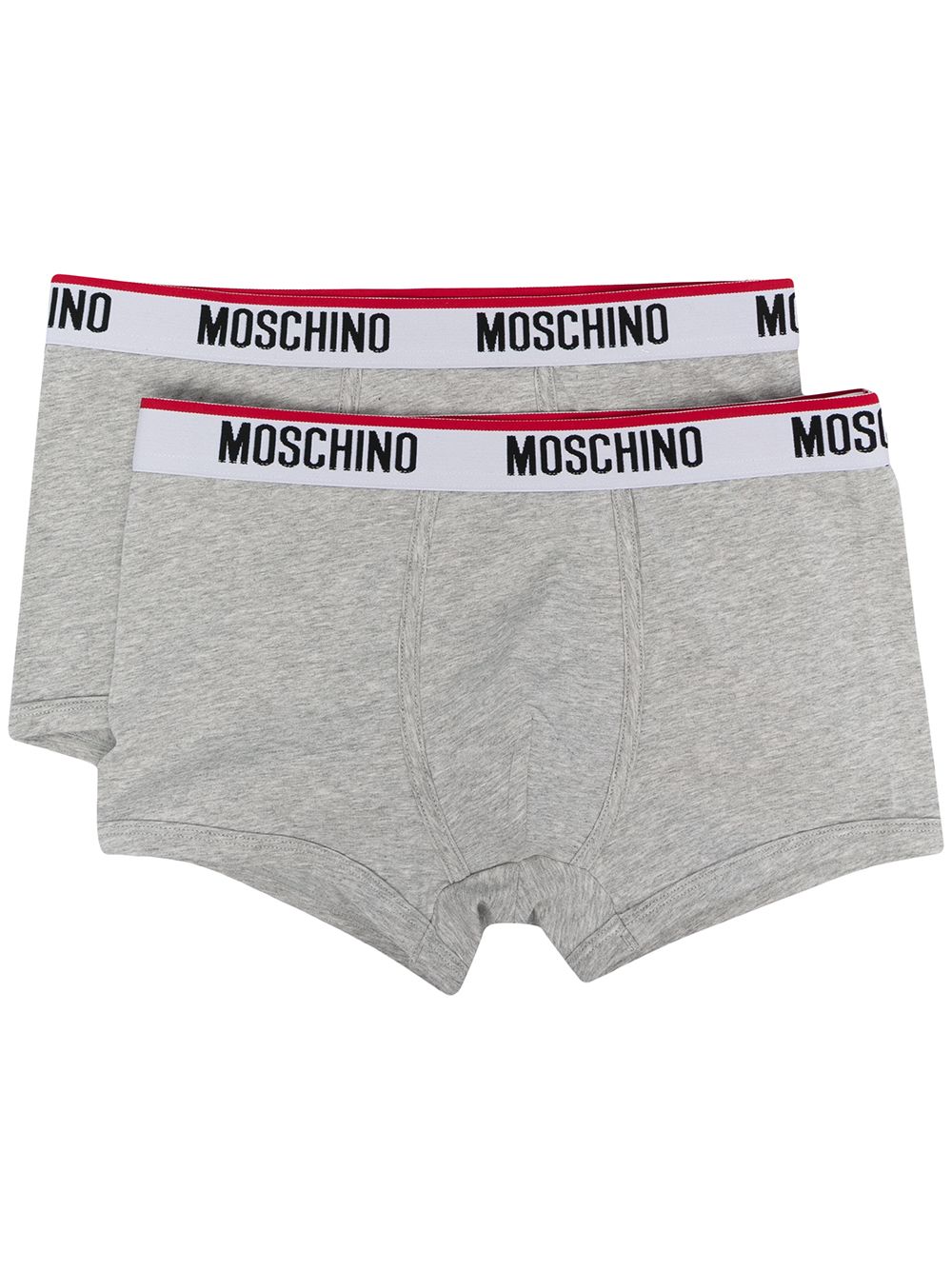Moschino logo裤腰四角裤套装 - 灰色