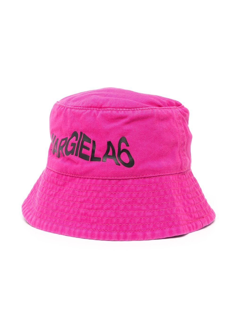 MM6 Maison Margiela Kids logo印花棉渔夫帽 - 粉色