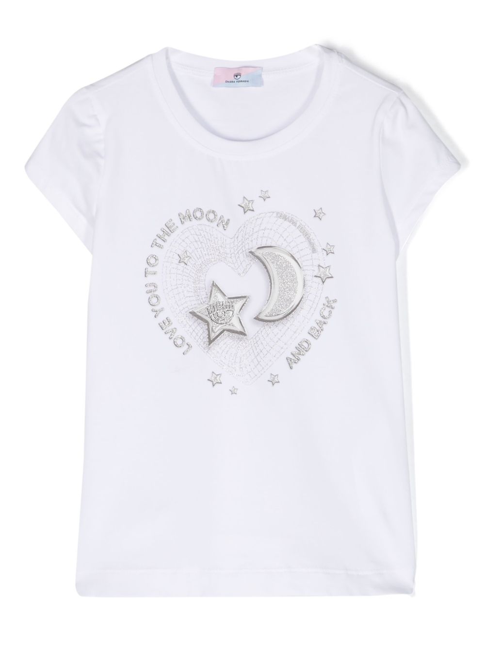Chiara Ferragni Kids Eye Moon 亮片金葱细节T恤 - 白色