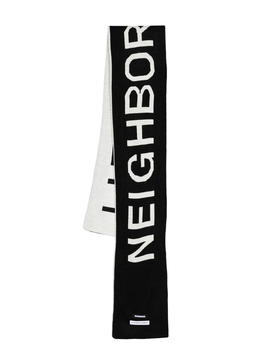 Neighborhood logo嵌花针织围巾 - 黑色