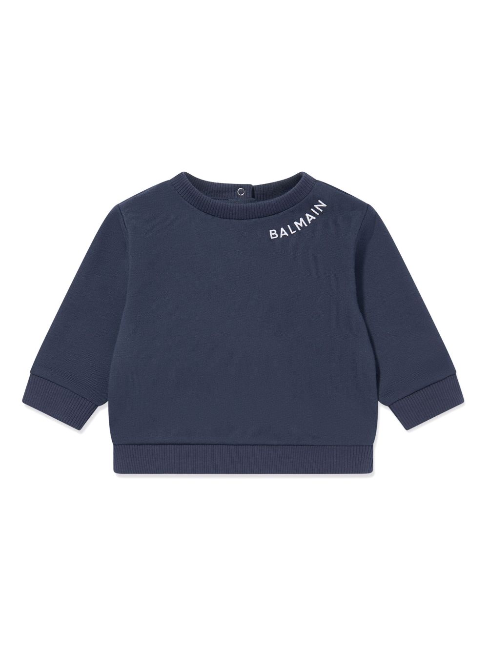 Balmain Kids logo刺绣长袖T恤 - 蓝色
