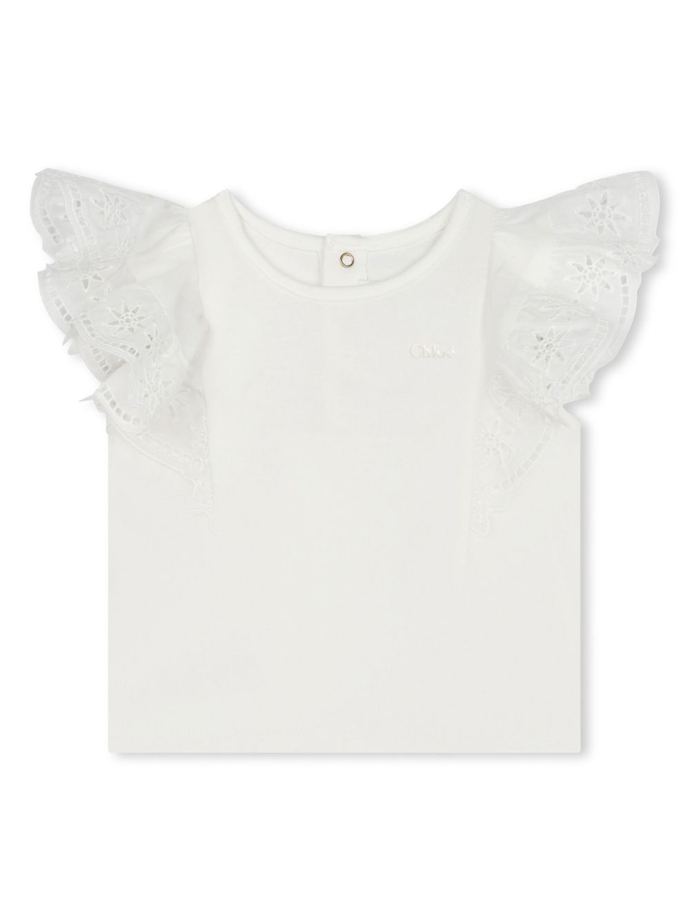 Chloé Kids logo刺绣棉罩衫 - 白色