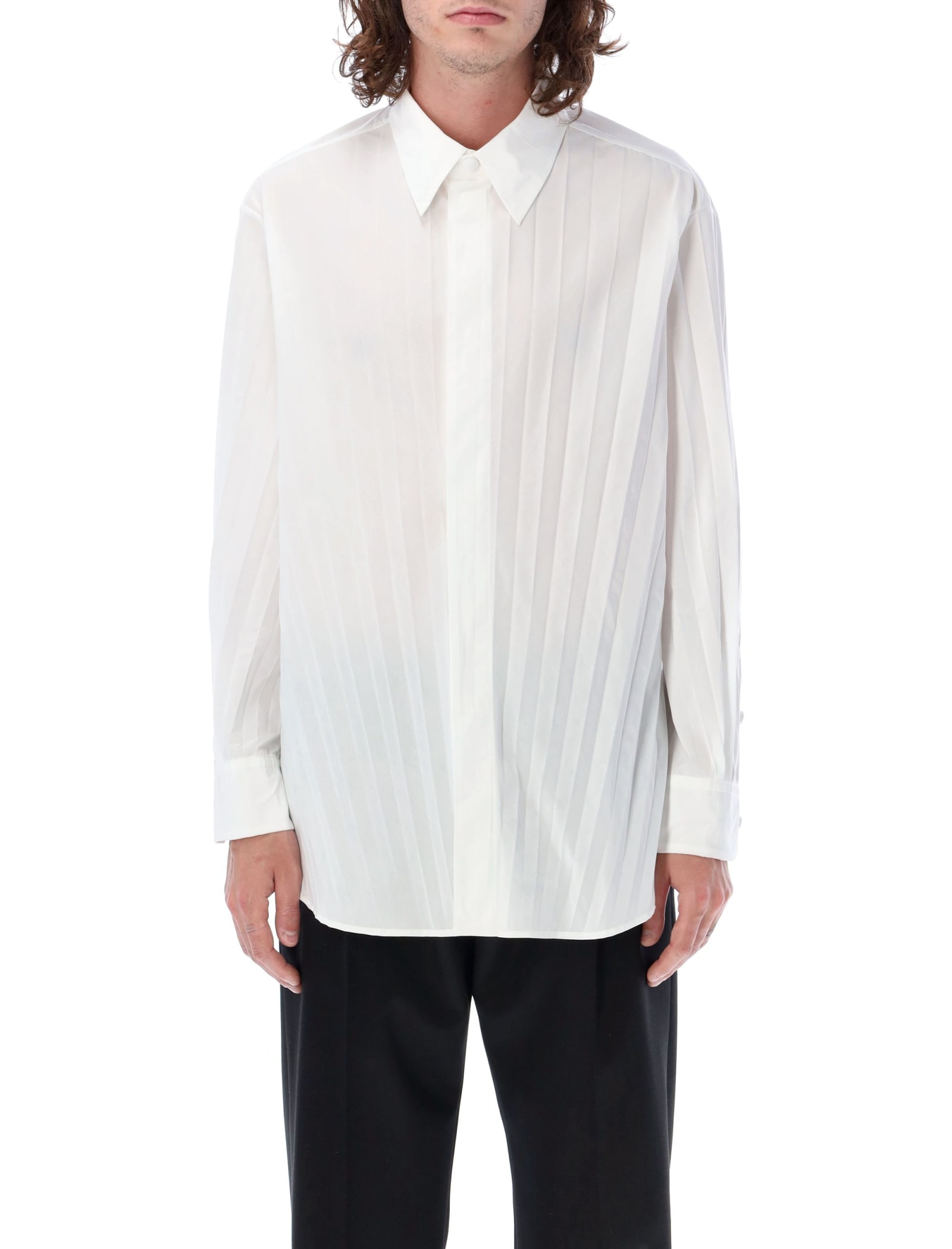 Valentino Garavani Pleated Cotton-blend Shirt