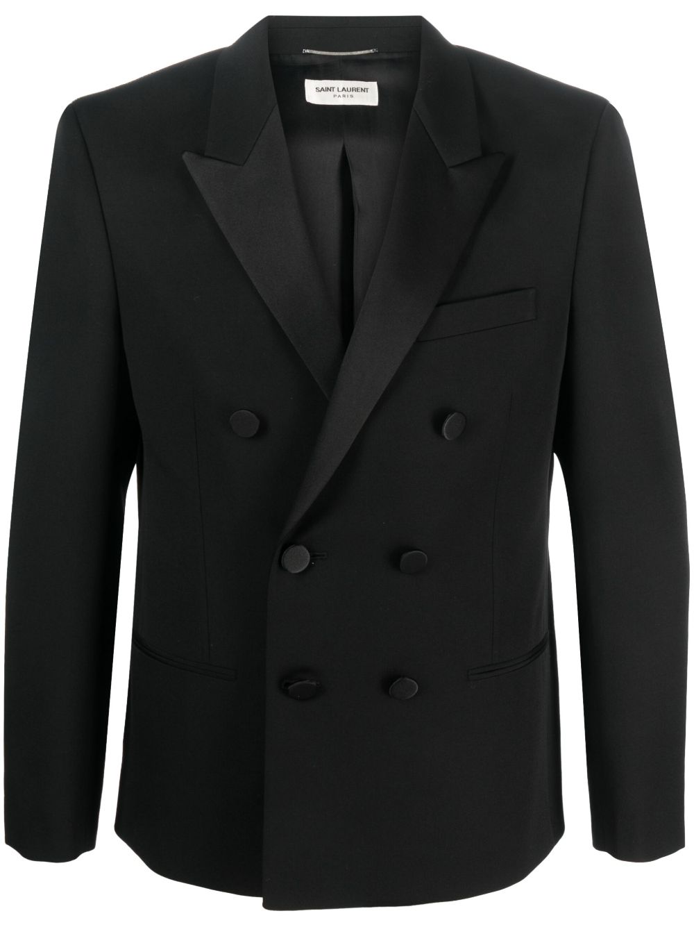 Saint Laurent 双排扣羊毛西装夹克 - 黑色