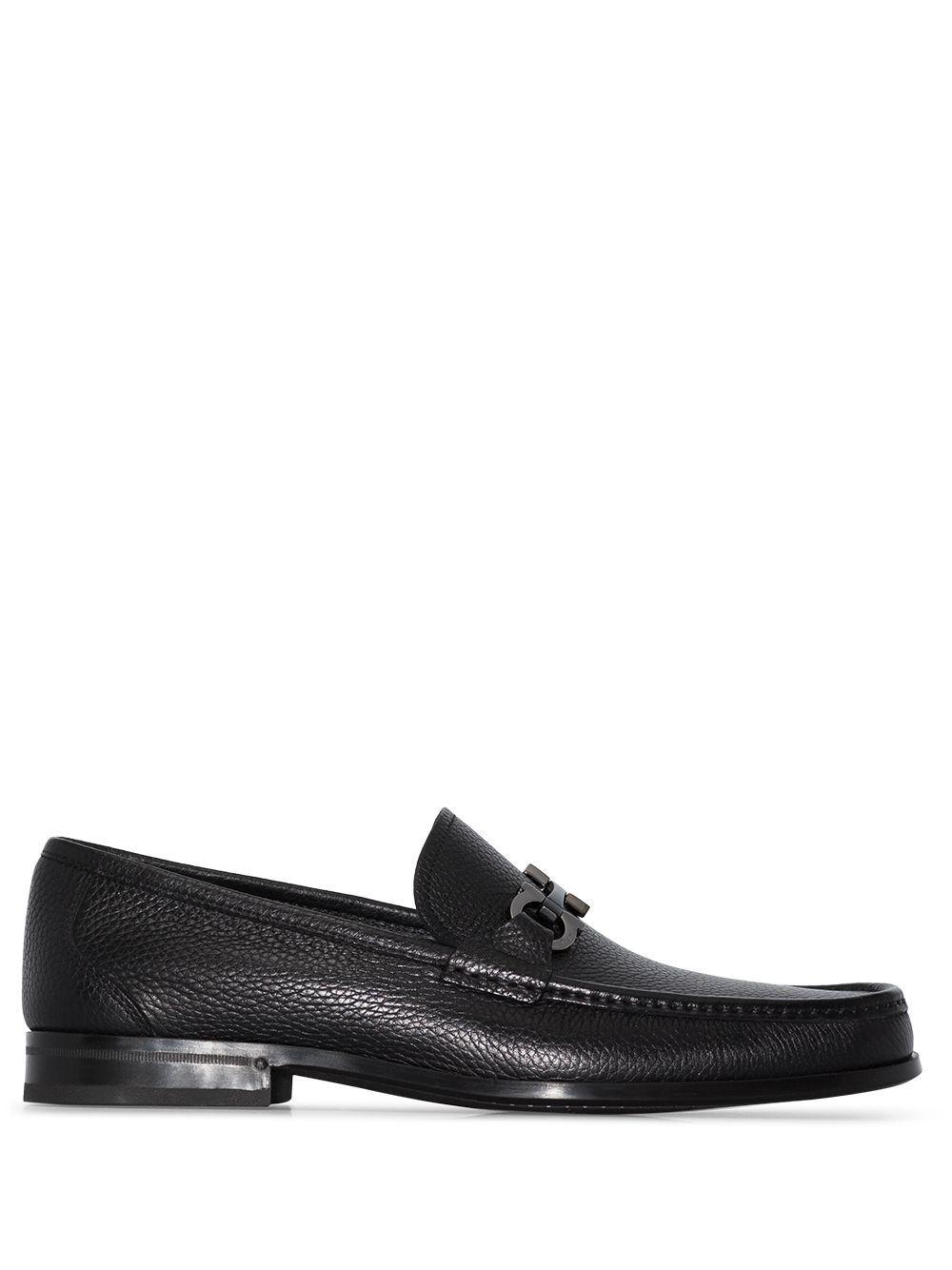 Ferragamo 马衔扣皮质莫卡辛乐福鞋 - 黑色