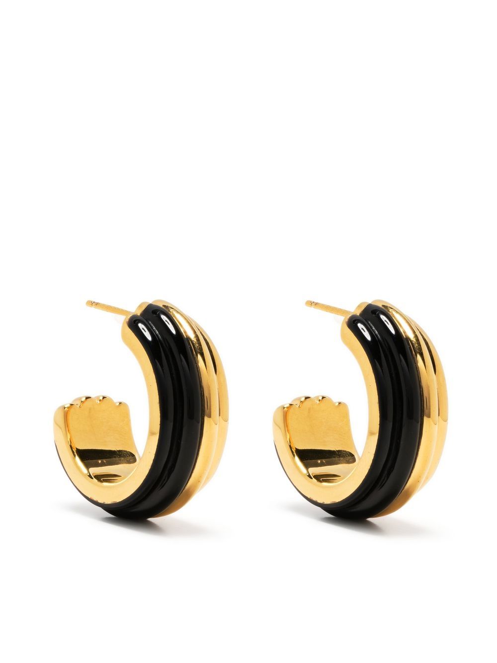 Aurelie Bidermann 条纹圆形耳环 - 黑色
