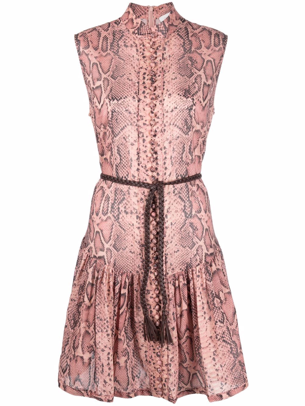 ZIMMERMANN 蛇纹印花伞形连衣裙 - 粉色