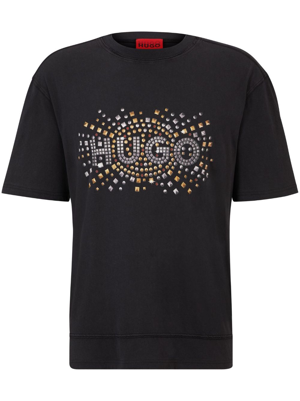 HUGO logo铆钉棉T恤 - 黑色