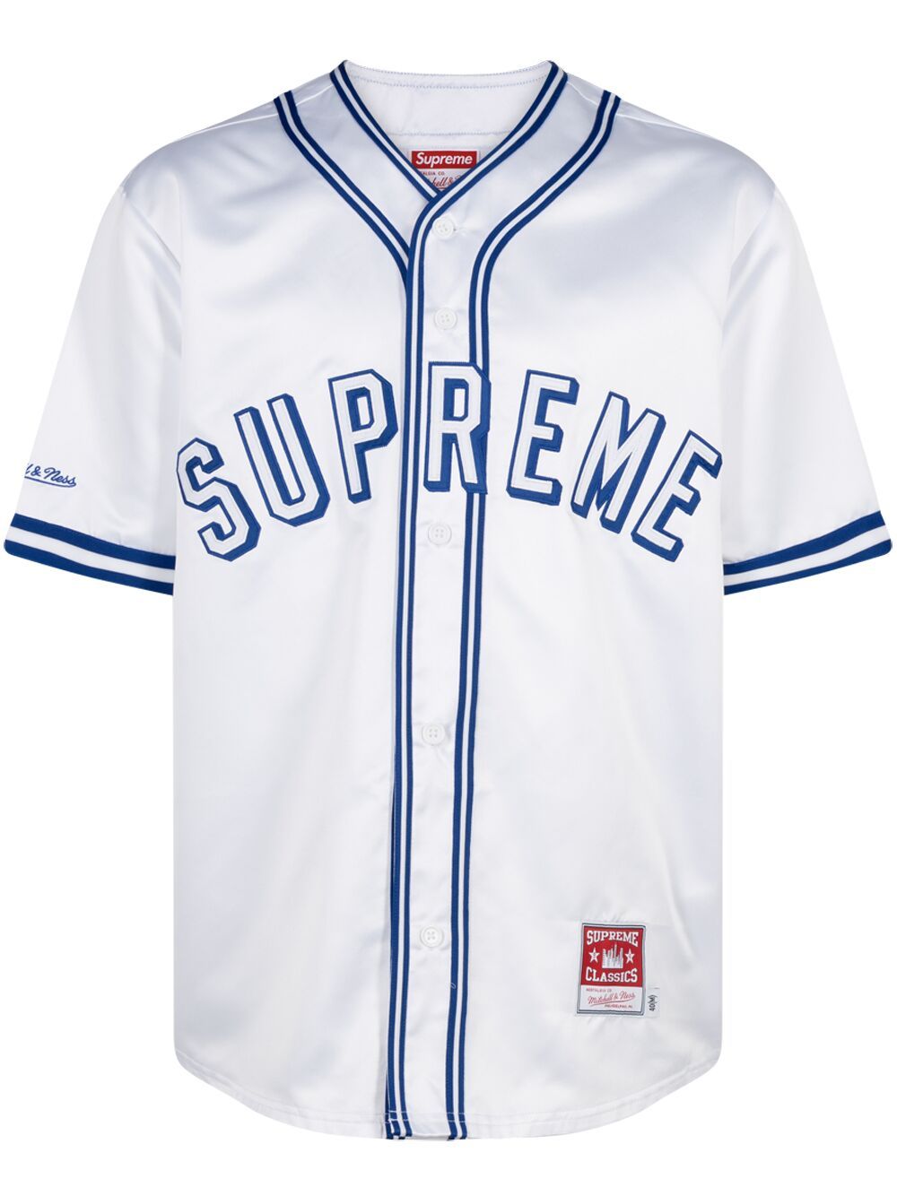Supreme Mitchell & Ness 缎面棒球平纹针织T恤 - 白色