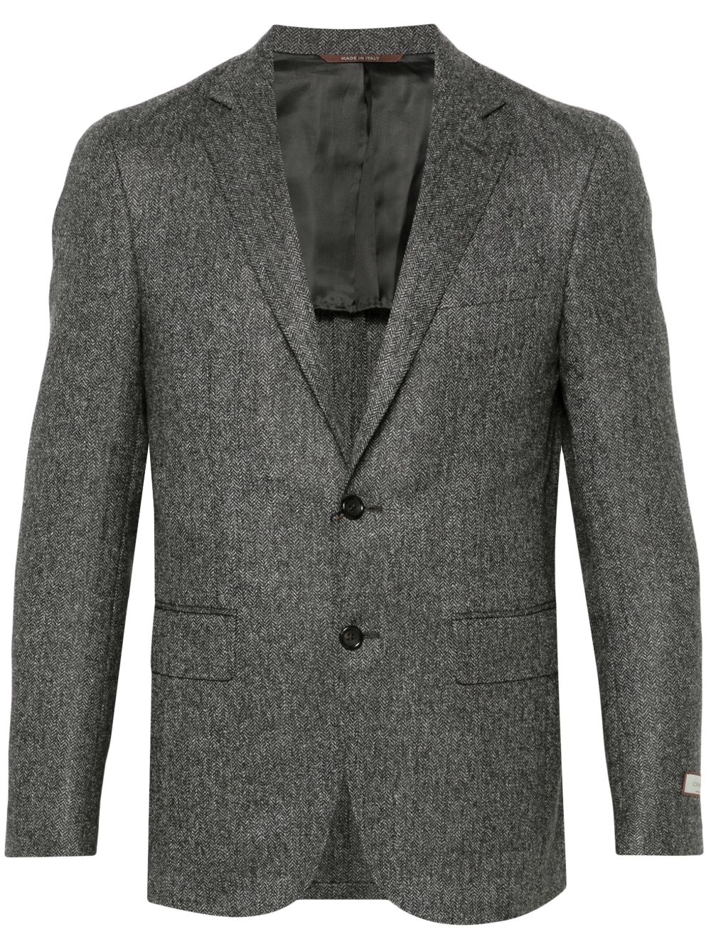 Canali 人字斜纹针织西装夹克 - 灰色