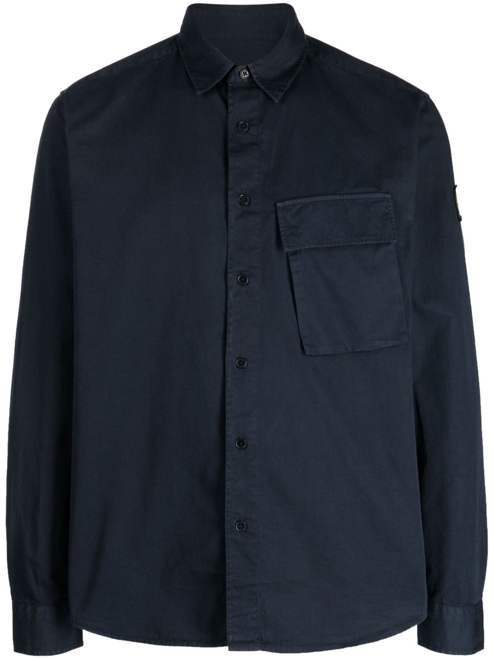 Belstaff logo贴花棉衬衫 - 蓝色