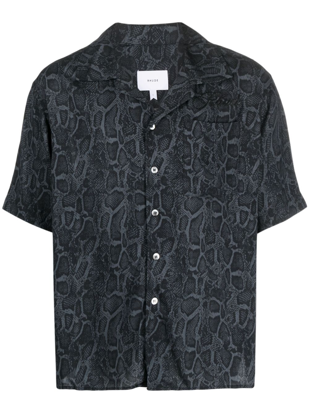 RHUDE logo刺绣蛇纹衬衫 - 黑色