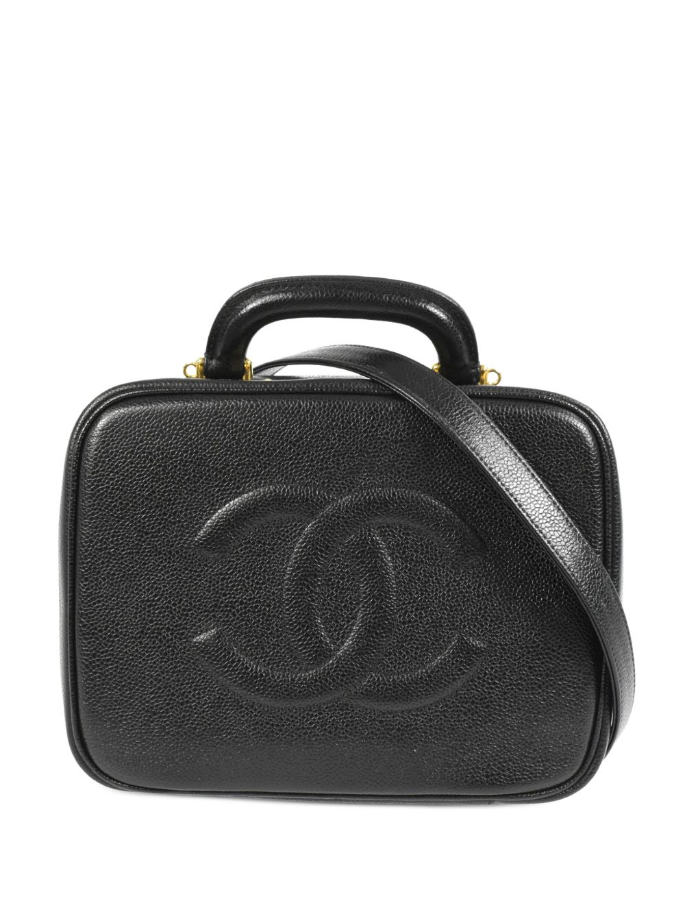 CHANEL Pre-Owned CC 缝线化妆手提包（1998年典藏款） - 黑色