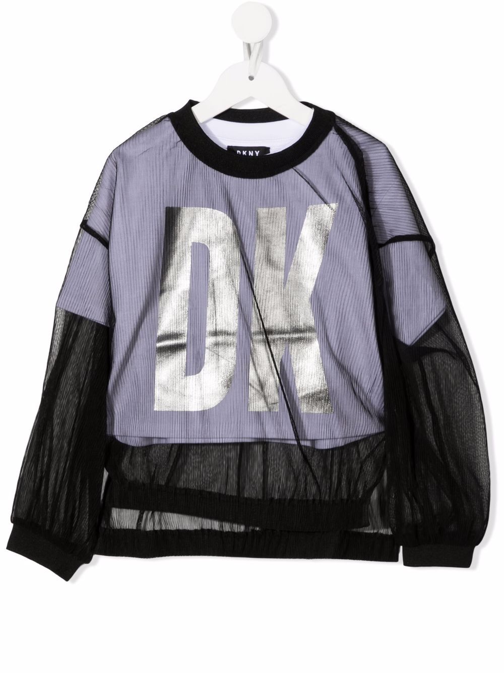 Dkny Kids logo印花分层式T恤 - 黑色