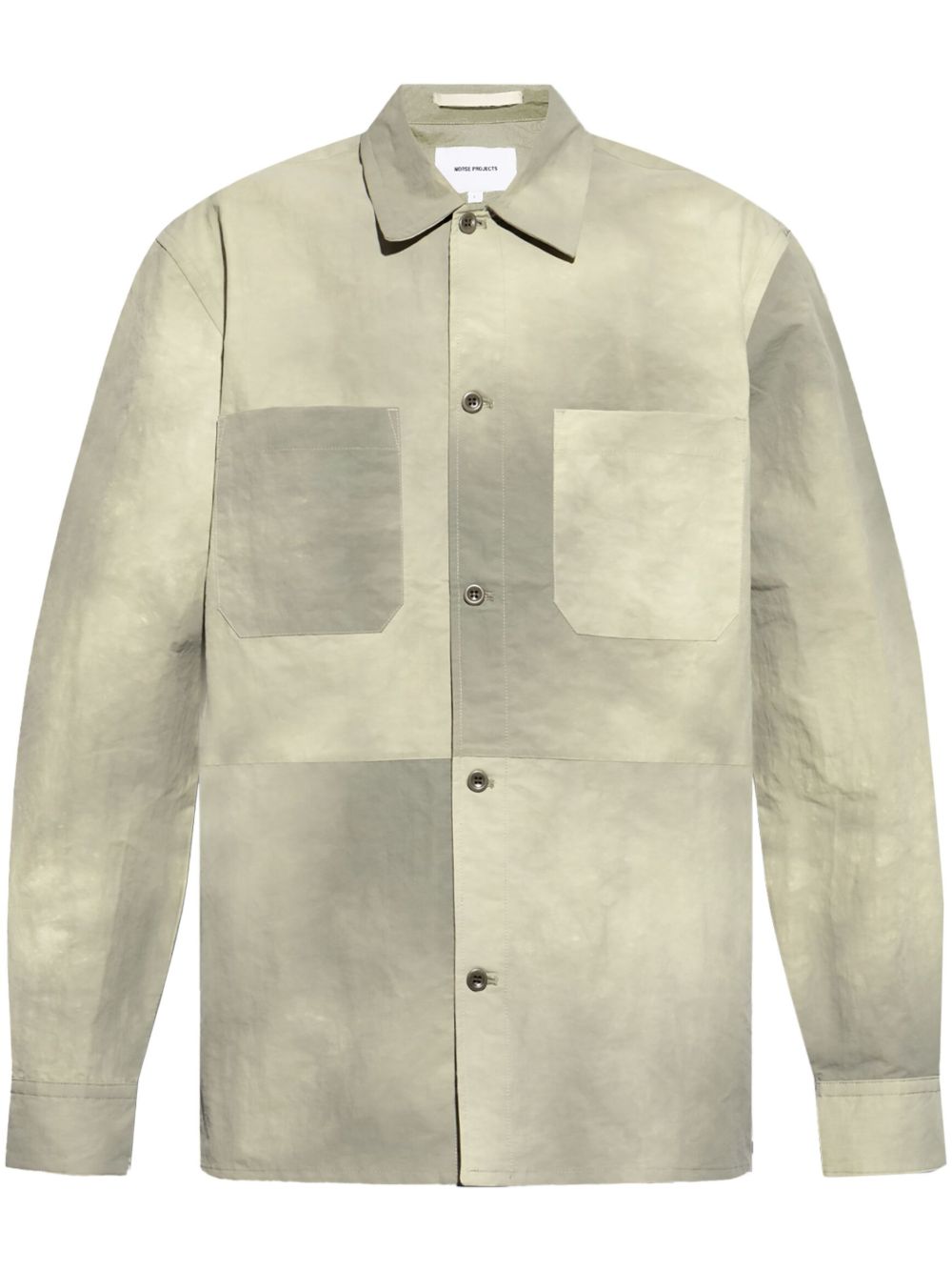 Norse Projects 漂白效果拼接衬衫式夹克 - 绿色