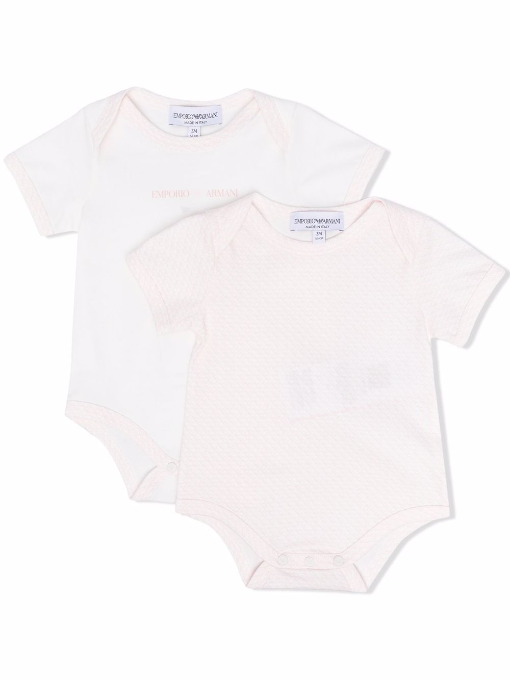 Emporio Armani Kids logo印花连体衣套装 - 粉色