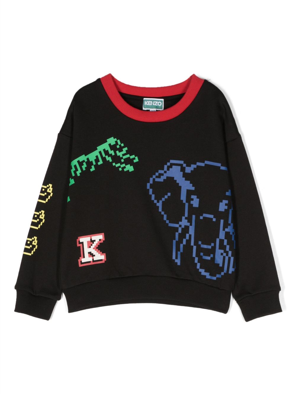 Kenzo Kids logo印花棉卫衣 - 黑色