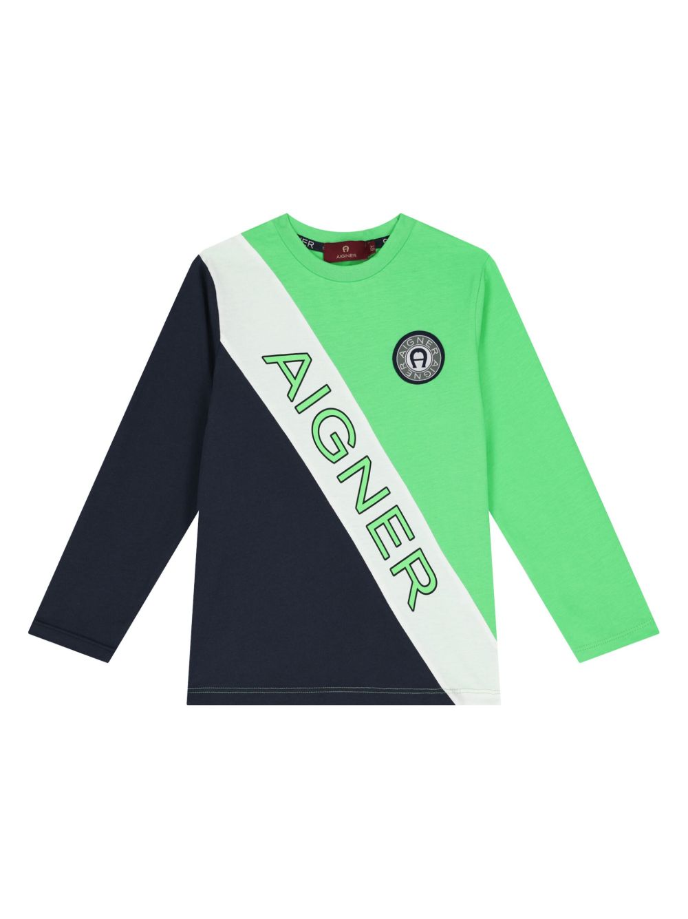 Aigner Kids logo印花T恤 - 绿色