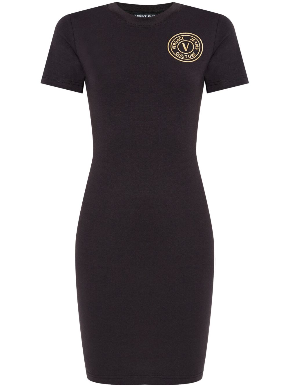 Versace Jeans Couture V-Emblem T恤式连衣裙 - 黑色