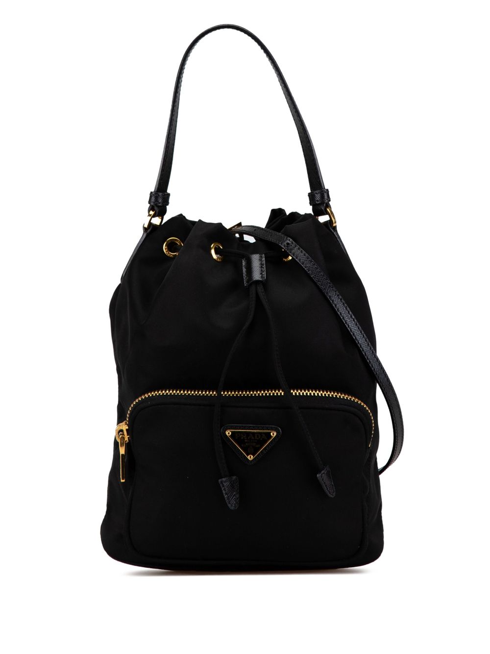 Prada Pre-Owned Re-Nylon Duet 水桶包（2000-2024年典藏款） - 黑色