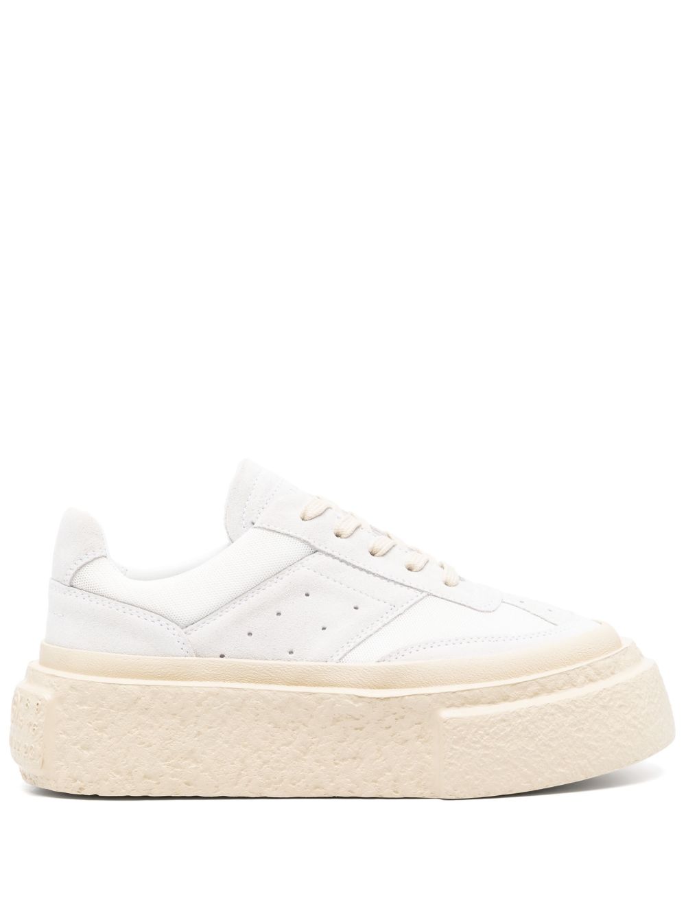 MM6 Maison Margiela 数字图案皮质运动鞋 - 白色
