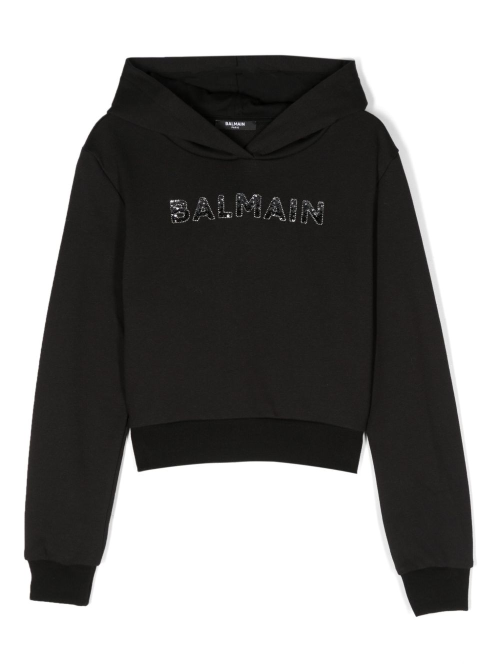 Balmain Kids 亮片logo棉连帽衫 - 黑色