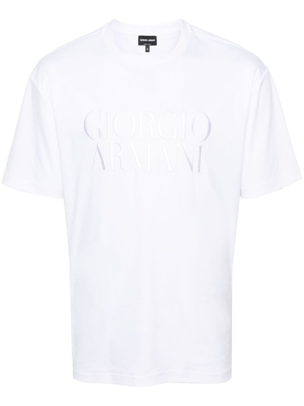 Giorgio Armani logo刺绣棉T恤 - 白色