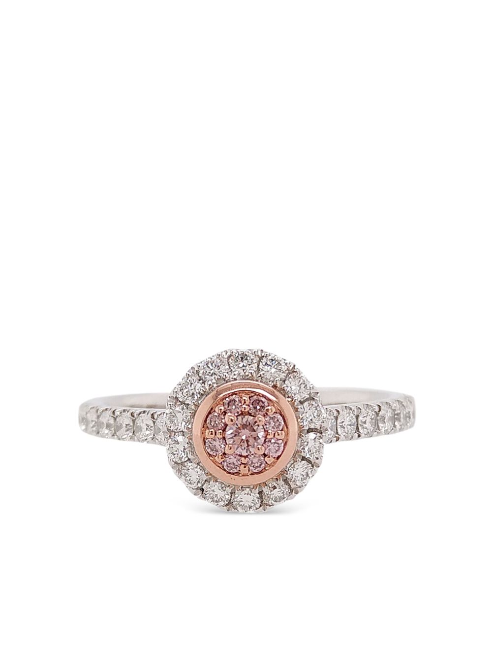 HYT Jewelry 玫瑰金白金半密镶钻石戒指 - 银色