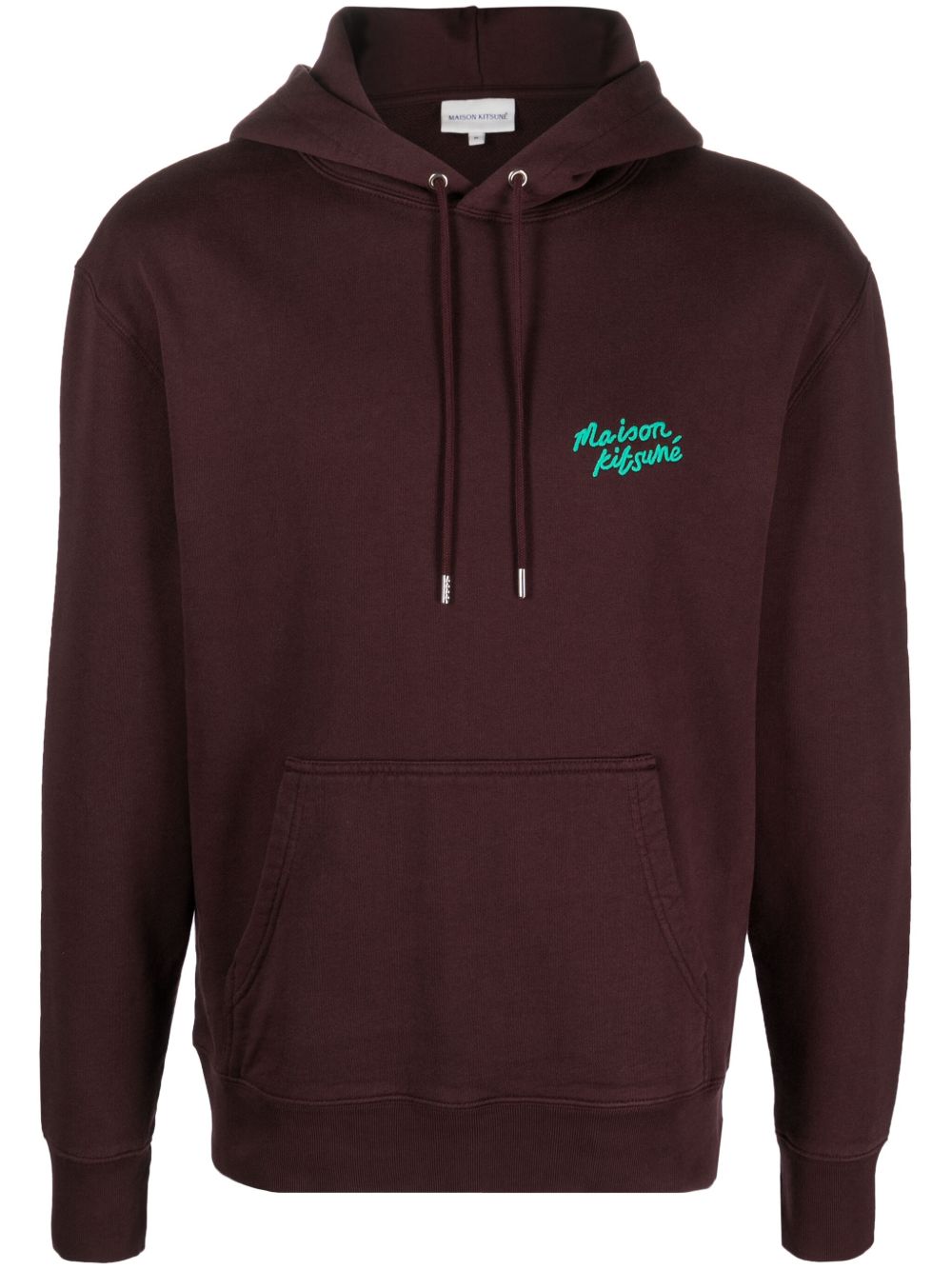 Maison Kitsuné logo刺绣棉连帽衫 - 褐色