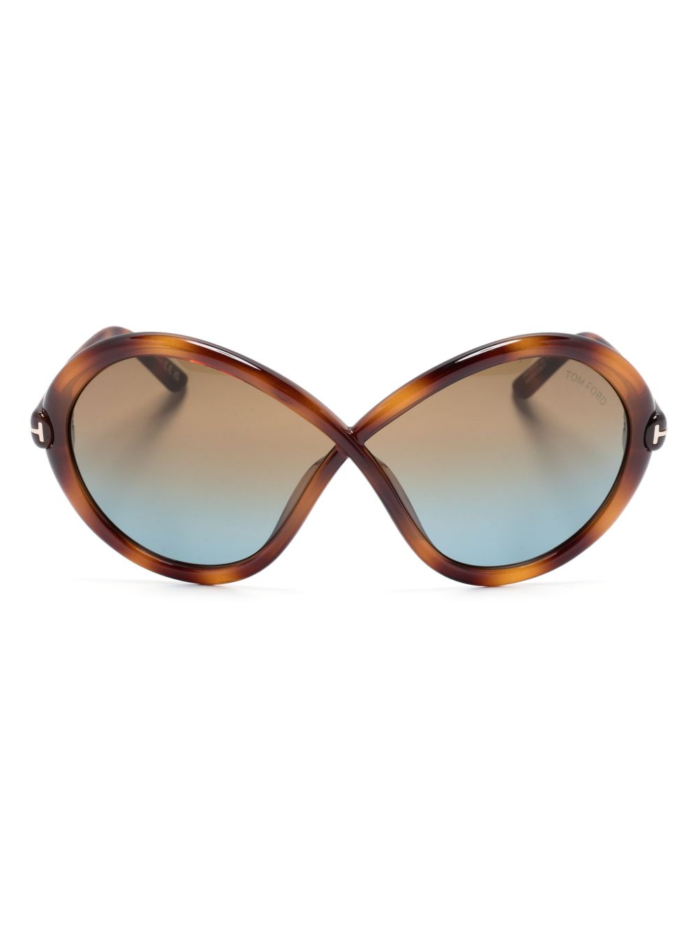 TOM FORD Eyewear Jada 玳瑁纹蝴蝶形镜框太阳眼镜 - 褐色