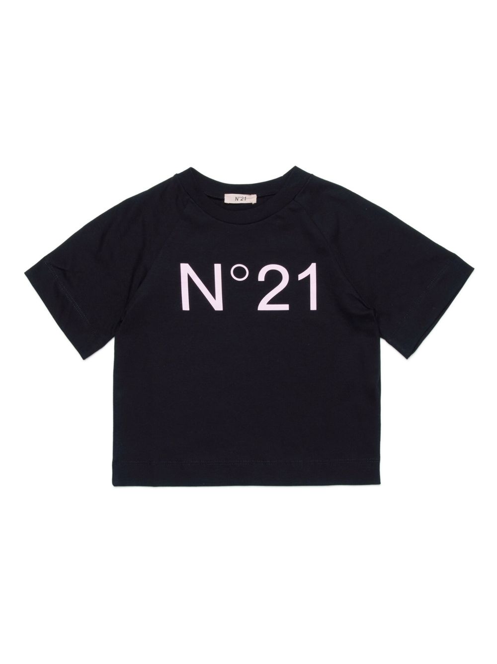 Nº21 Kids logo印花棉T恤 - 黑色