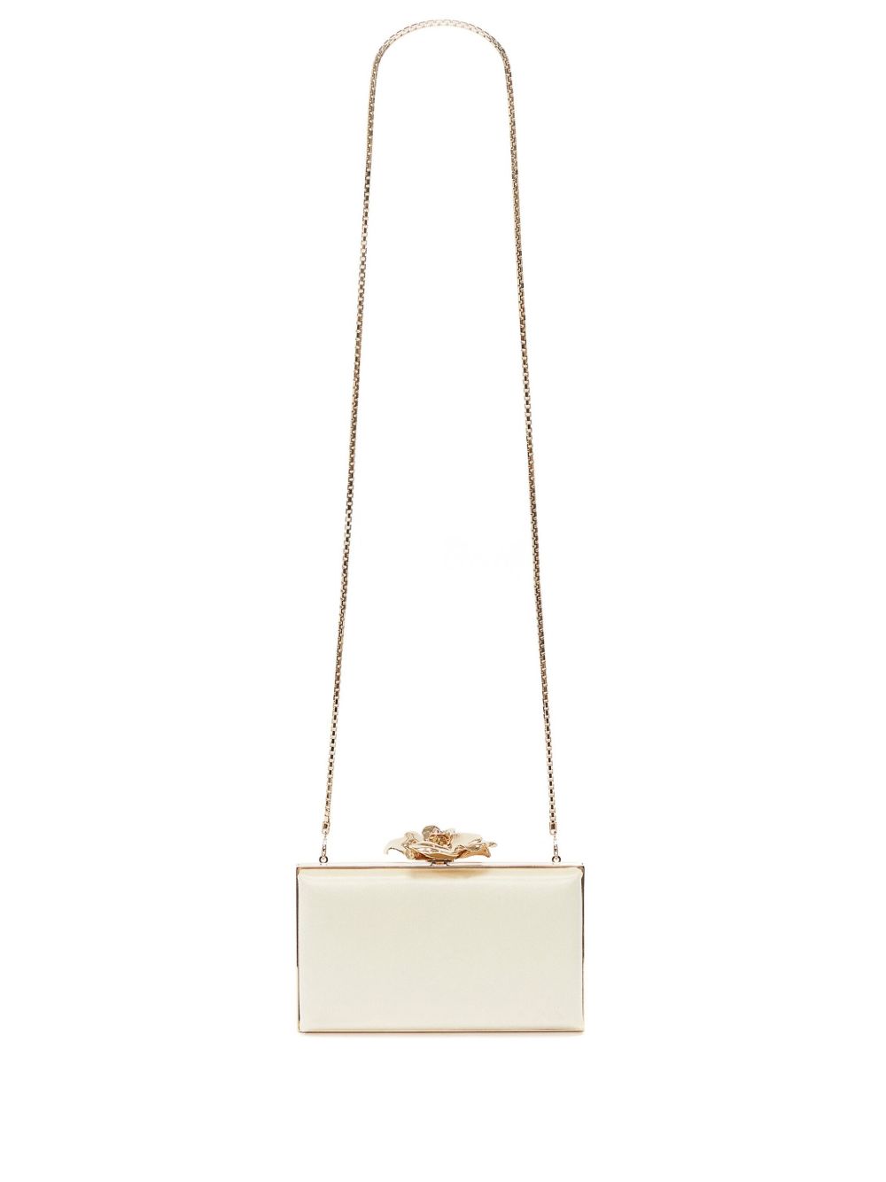 Victoria Beckham Frame Flower 缎面手拿包 - 中性色