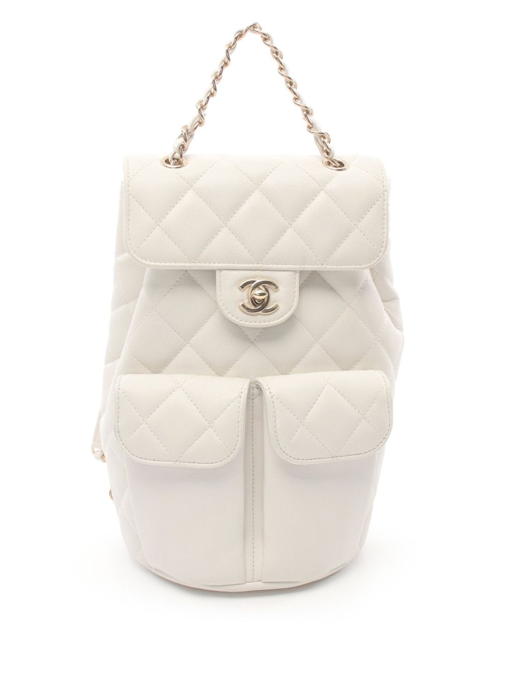 CHANEL Pre-Owned 菱纹绗缝双肩包（2021年典藏款） - 白色