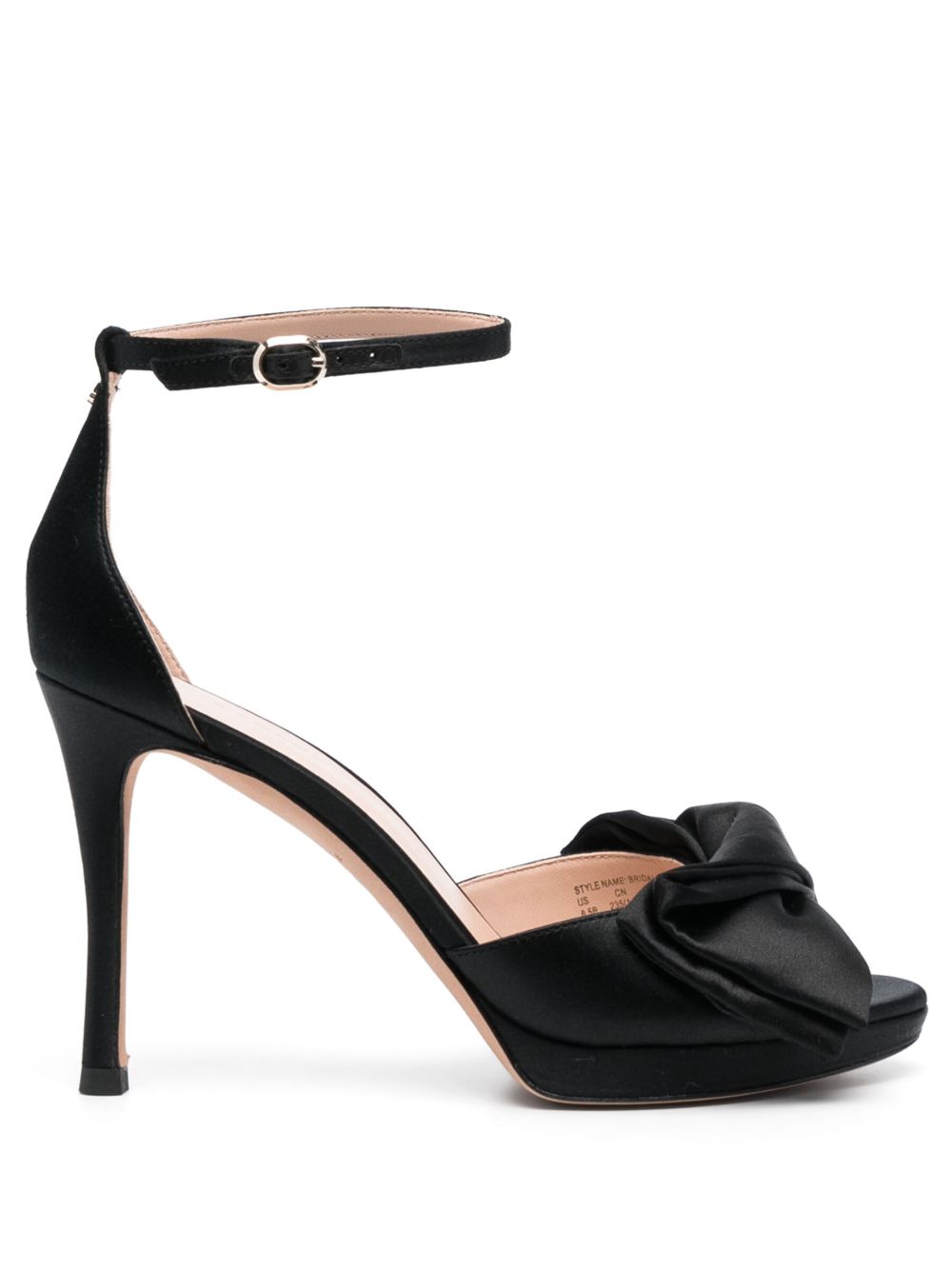 Kate Spade 蝴蝶结细节缎面高跟凉鞋 - 黑色