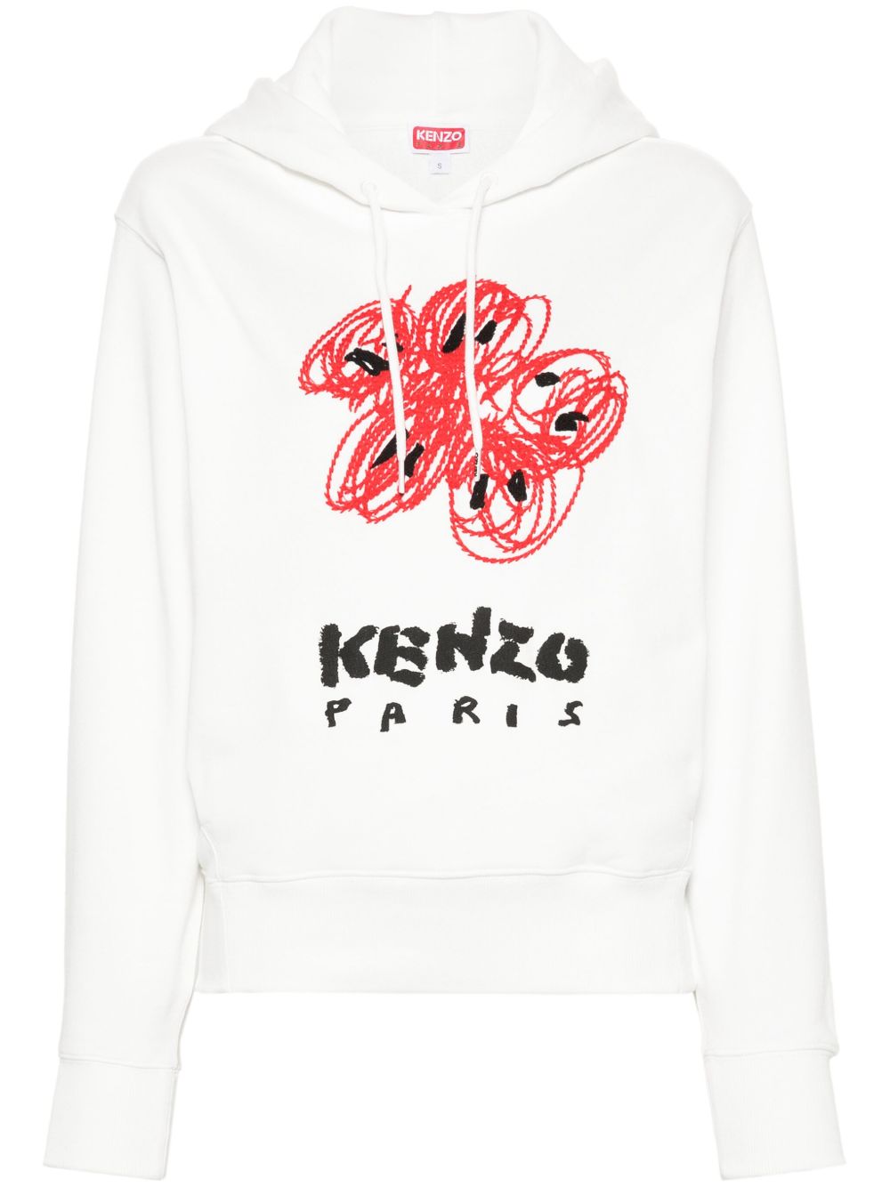 Kenzo Drawn Flowers 刺绣连帽衫 - 白色