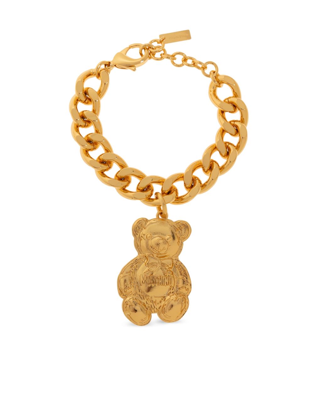 Moschino 标志性泰迪熊吊饰手链 - 金色