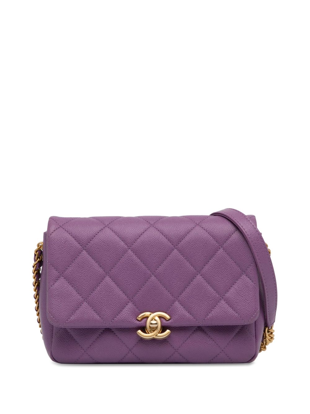 CHANEL Pre-Owned Small Caviar Chain Melody Flap 斜挎包（2021-2023年典藏款） - 紫色