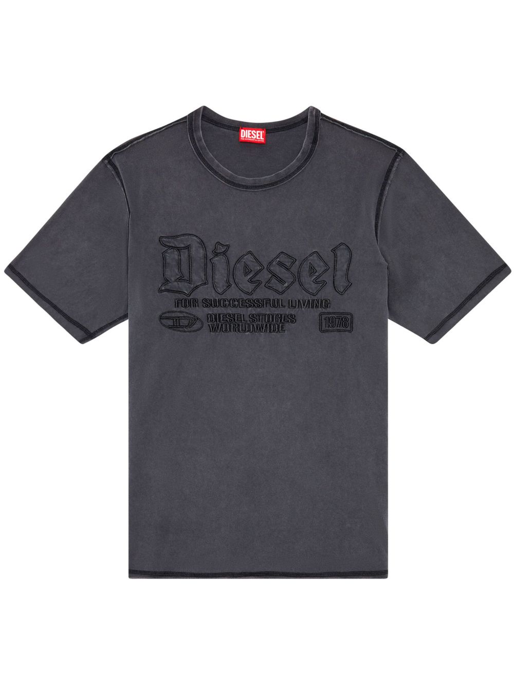 Diesel T-Rawjust logo刺绣T恤 - 灰色