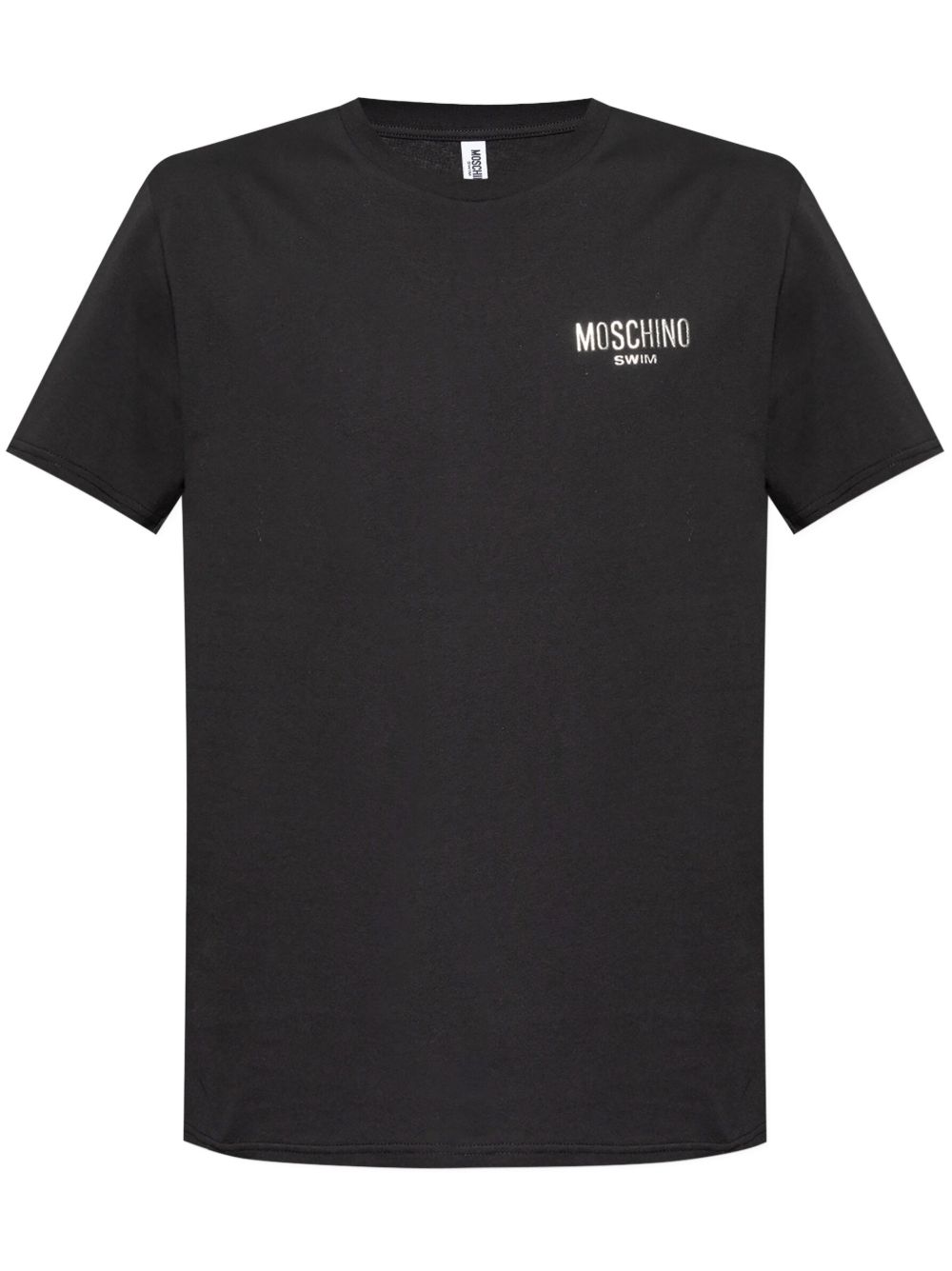 Moschino logo刺绣T恤 - 黑色