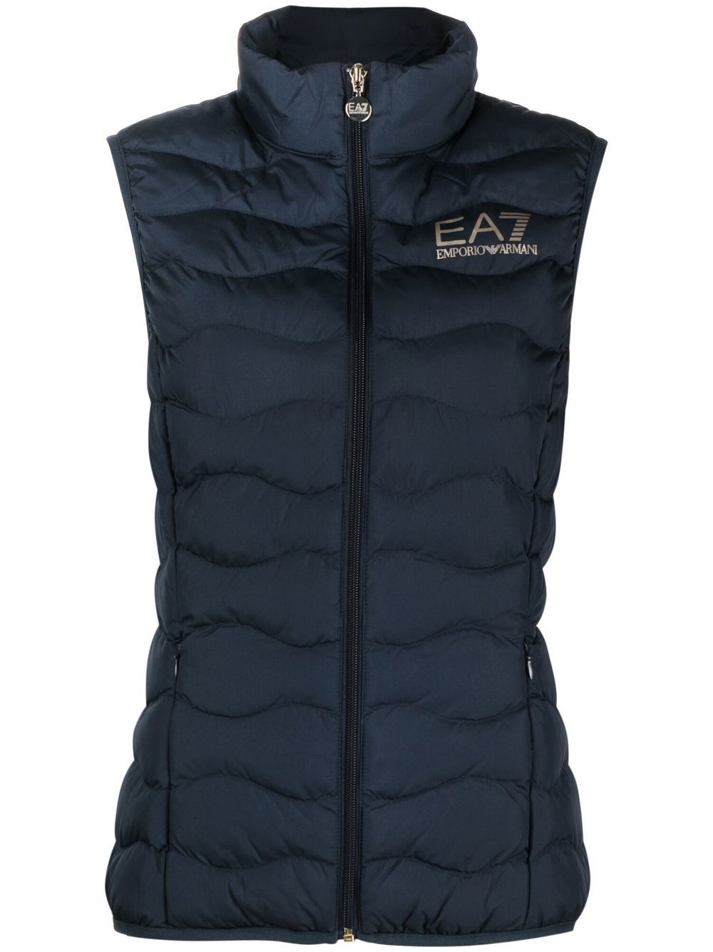 Ea7 Emporio Armani logo印花填充马甲 - 蓝色