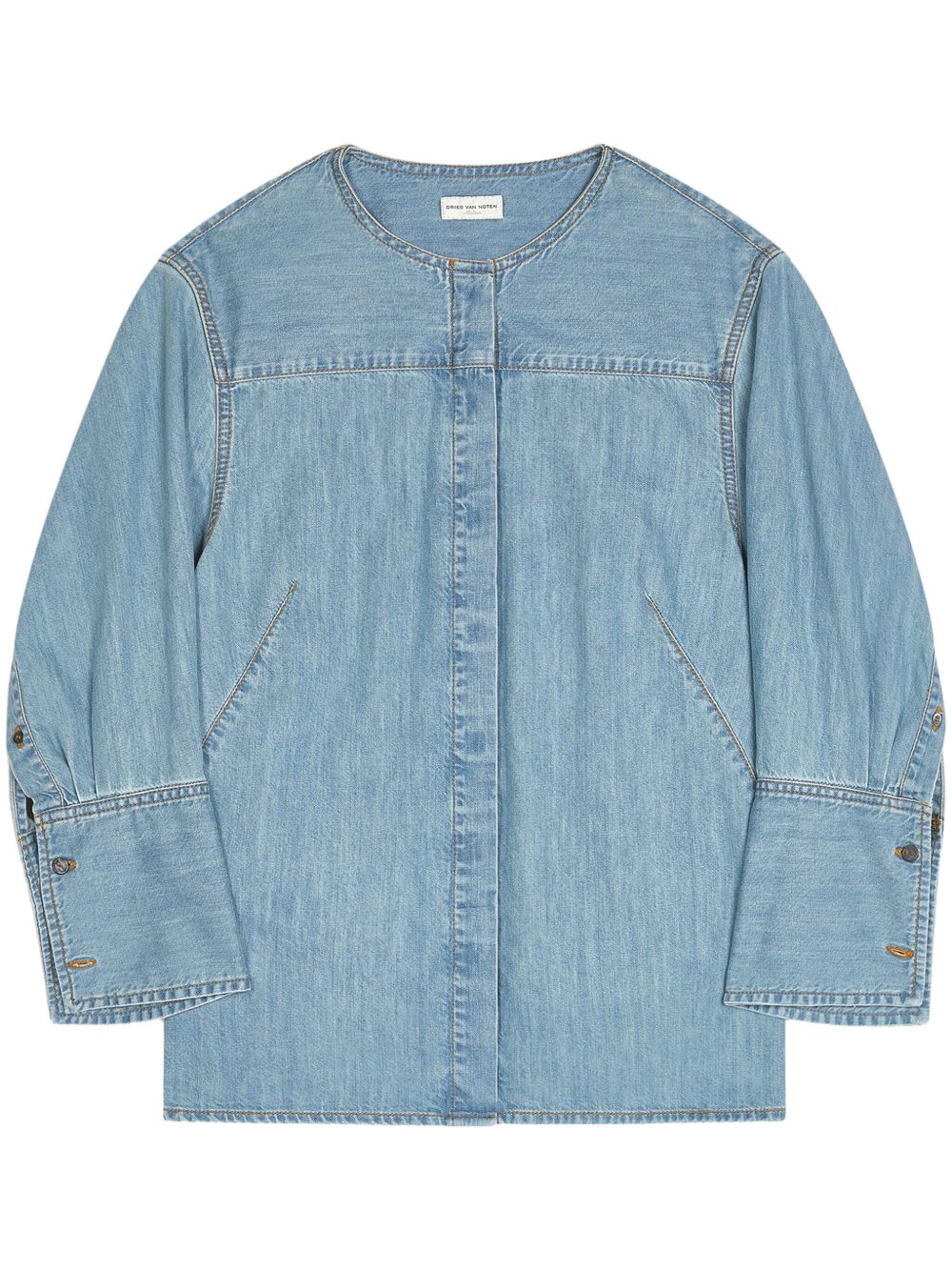 DRIES VAN NOTEN 拼接牛仔罩衫 - 蓝色