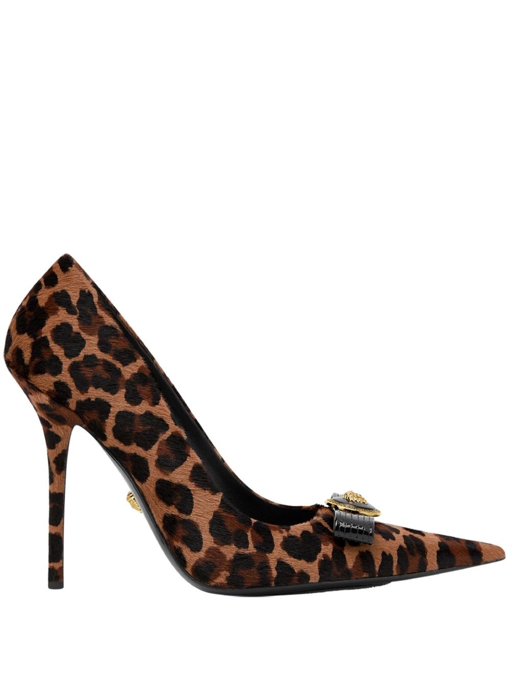 Versace Gianni Ribbon 豹纹高跟鞋（12厘米） - 褐色