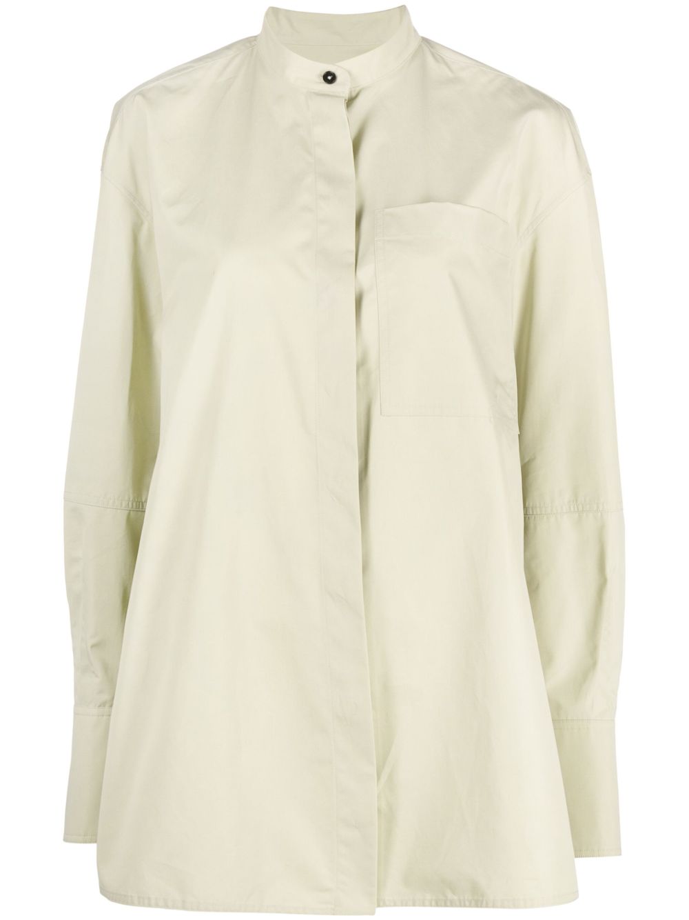 Jil Sander 无领棉衬衫 - 绿色