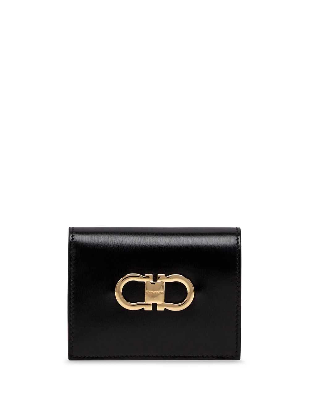 Ferragamo logo标牌皮质钱包 - 黑色