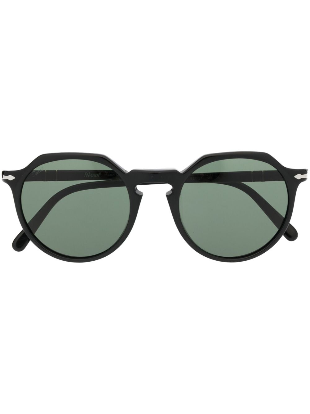 Persol 直镜腿圆框太阳眼镜 - 黑色