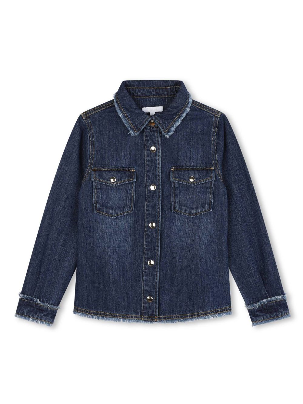 Chloé Kids 磨损边细节牛仔半身裙 - 蓝色