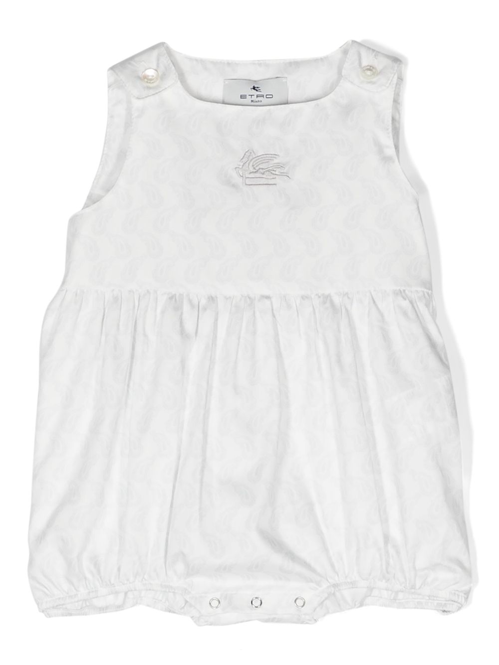 ETRO KIDS 佩斯理印花棉连体衣 - 白色