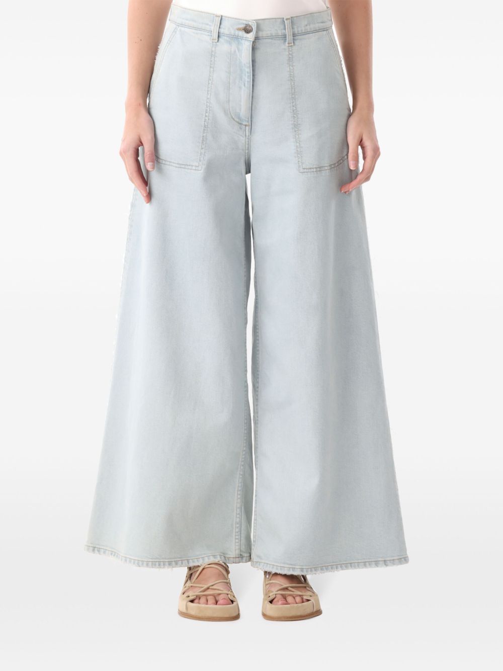 Jason Wu Collection 高腰阔腿牛仔裤 - 蓝色