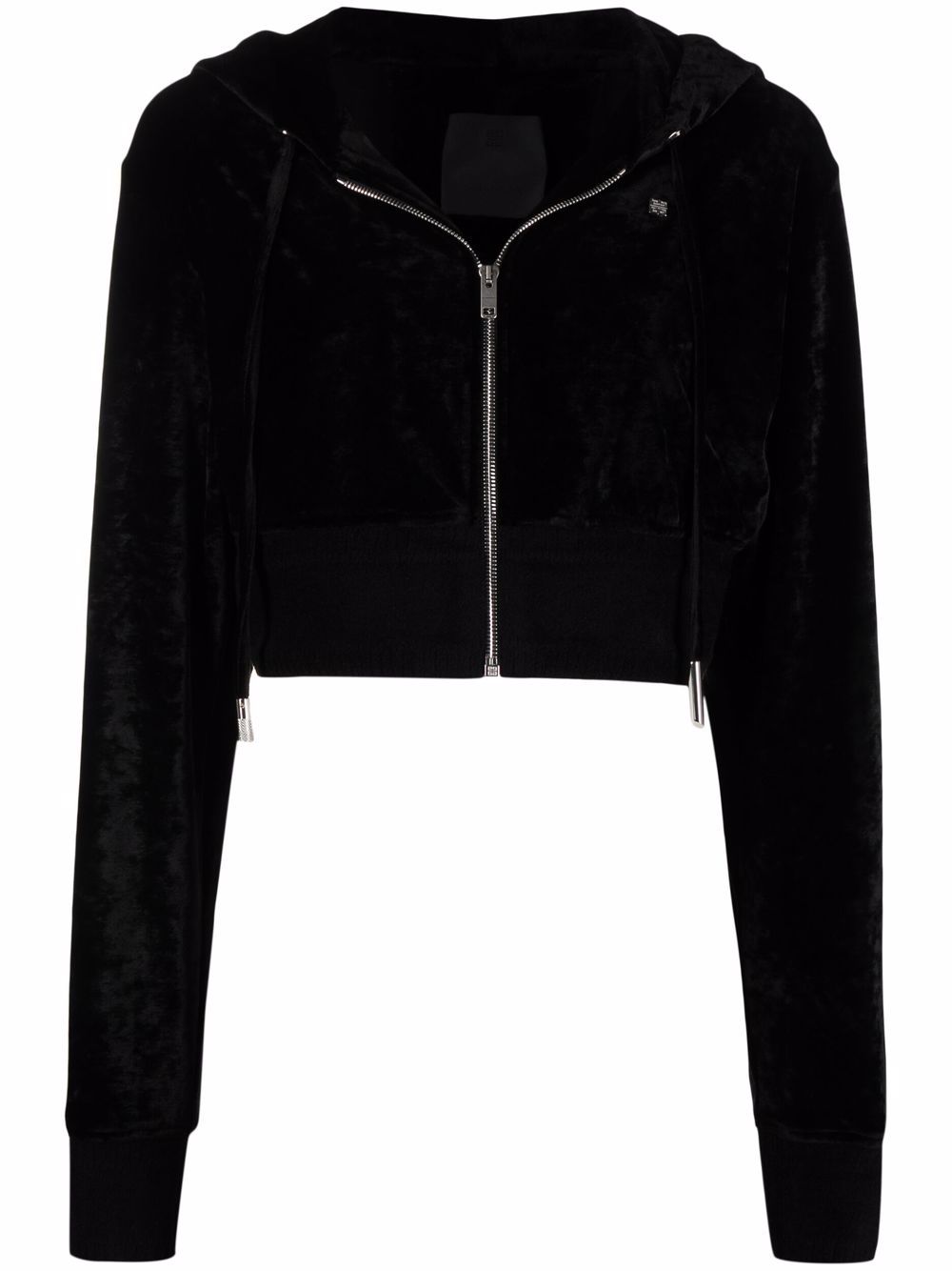 Givenchy 丝绒短款连帽衫 - 黑色