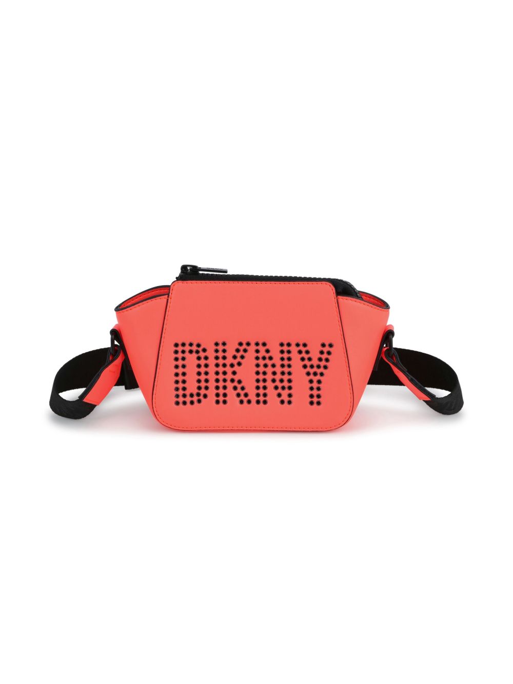 Dkny Kids logo镂空拉链斜挎包 - 粉色